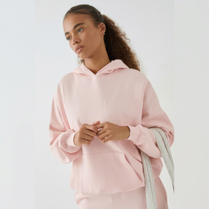 Premium <b>Women</b> Light Pink Oversized Hoodie Sweatshirt Casual Pullover Hooded <b>Top</b> Soft <b>Fleece</b> Streetwear Fashion Custom Wholesale - Product Image 1