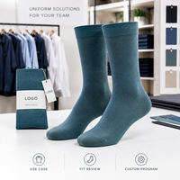Chaussettes pour hommes en coton et élasthanne, tricot côtelé fin, couleur turquoise pierre, avec talon et bout renforcés, tailles personnalisées