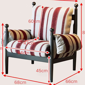 Sedia Relax di Lusso Personalizzata Lin's Home in Stile Antico Rosso e Nero, Poltrona Reclinabile in Legno Massello Stile Retrò Francese 68x66cm - Product Image 1