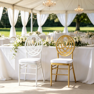 Foshan China Manufacturers White Gold Metal Wedding Event <b>Stacking</b> Chiavari Tiffaniechairs for Banquet - Product Image 1