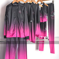 Vestes slim personnalisées avec différents noms pour équipes de cheerleading, idéales pour l'entraînement des équipes All-Star, avec strass pour l'échauffement