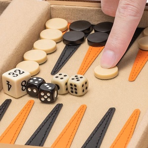 Jeu de backgammon de voyage magnétique <span class=keywords><strong>en</strong></span> similicuir, mini jeu de backgammon, jeu de société classique, dames magnétiques, jeu de backgammon de 9 pouces - Product Image 4