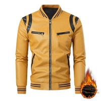 Veste en cuir PU imperméable coupe-vent à col montant pour homme, style décontracté et ample, automne, style moto et motard