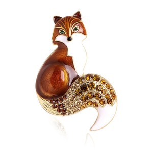 Broche Vintage Infantil de Raposa em Liga de Zinco Banhado a Ouro com Micro Inlay de Strass/Cristal, Joia Unissex para Presente - Product Image 5