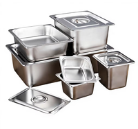 SFB98 806 Bac de service rectangulaire en acier inoxydable avec couvercle, bac alimentaire commercial, plateau de service antirouille pour buffet, cuisine