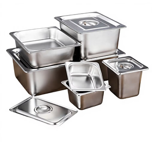 SFB98 806 Bandeja de vapor de acero inoxidable con tapa, contenedor de alimentos rectangular comercial, bandeja de servicio tipo buffet antirust para cocina - Product Image 3