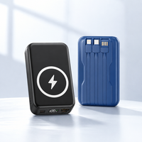 Batterie externe à charge rapide 20000mAh 22.5W, pack de batterie portable avec charge sans fil magnétique 15W et câbles intégrés