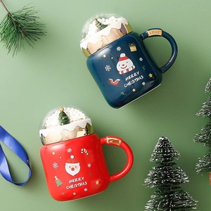 Tazas de cerámica de Feliz Navidad, <span class=keywords><strong>taza</strong></span> de café de vientre <span class=keywords><strong>grande</strong></span> con cubierta de árbol de Navidad, regalo personalizado - Product Image 3