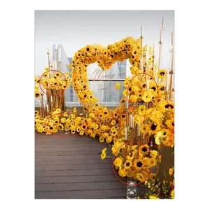 Bunga matahari kuning mewah karangan bunga lengkungan lengkungan bunga latar belakang lengkungan bunga untuk pernikahan