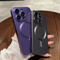Protecteur d'objectif de caméra magnétique mat métallique Charge sans fil Coque arrière de téléphone souple pour iPhone 16 15 13 14 Pro Max