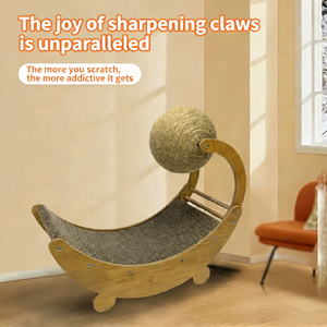 Rascador para Gatos en Forma de Barco Lunar de 49 cm, Madera Natural y Sisal, Construcción Duradera, Fácil de Montar, Juguete Seguro para Gatos - Product Image 4