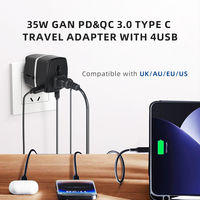 Foxcan Super PD 35W chargeur rapide 2000W adaptateur multi-prises électrique 2A2C adaptateur de prise de voyage universel international ordinateur portable
