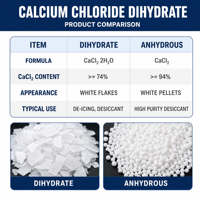 Chlorure de calcium dihydraté CaCl2 2H2O, paillettes de haute pureté pour usage industriel