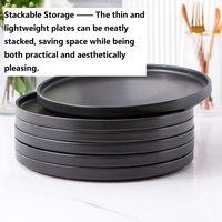Service de table en mélamine noir mat avec logo personnalisé | Assiettes et bols de service plats fins