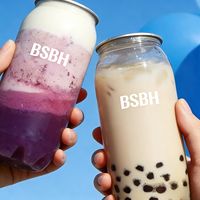 Bouteilles de boisson BSBH, canettes transparentes avec couvercles entièrement ouvrables, logo personnalisable, canettes en PET pour boissons, gâteaux, glaces, canettes en plastique pour boissons