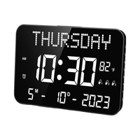 Grand pendentif numérique moderne de 11.2 pouces pour personnes âgées télécommandé 4 alarmes 8 sonneries jour date calendrier réveil-plastique