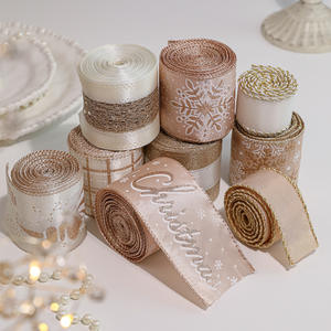 크리스마스 트리 장식 반짝이 리본 벌크 도매 롤 - 6.3cm 로즈 골드 - Product Image 1