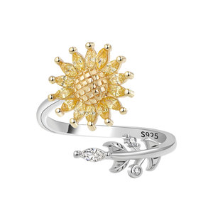 Tarnish Free Adjustable <b>Spinner</b> <b>Rings</b> Marquise Cut Cubic Zirconia Copper Gold Plated Sun Flower The Anxiety <b>Ring</b> Jewellery - Product Image 1