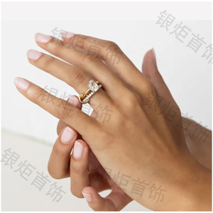 LOZRUNVE Gioielli Raffinati, Set di Anelli Doppi Connessi con Zirconi Ovali e a Goccia, Stile Solitario ed Eternity per Uomo e Donna - Product Image 2