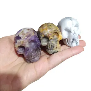 Cráneos de cuarzo rosa, piedra curativa Natural de varios estilos, cráneos de cristal de cuarzo transparente, venta al por mayor