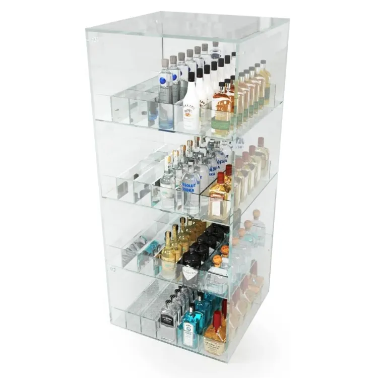 Comptoir présentoir en acrylique à 3 niveaux personnalisé pour bouteille d'alcool