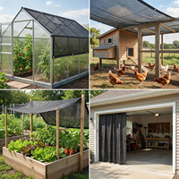 Filet pare-soleil de jardin durable avec bords thermocollés et œillets, résistant aux UV, noir, pour plantes et serres.
