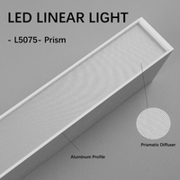 Pencahayaan Linear Warna Hitam Putih Abu-abu 2FT 4FT 6FT 24W 36W 60W UGR<19 Bebas Kedip untuk Supermarket, Lobi, Perpustakaan
