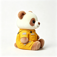 Peluche Panda Personnalisée Mignonne, Douce, Blanche et Marron, Poupée en Peluche Portant une Combinaison Jaune, Mascotte Panda en Peluche