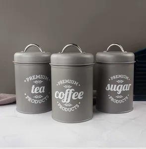 음식 급료 부엌 금속 커피 설탕 차 음식 저장 양철통 뚜껑으로 놓이는