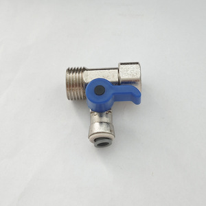 Válvula de tres vías para purificador de agua, 1 entrada, de aleación, con mango azul, para sistema de ósmosis inversa - Product Image 2