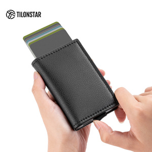 TILONSTAR TVC201 Fashion RFID Credit Card Wallets Business Card <b>Holder</b> Leather Aluminum Pop up Wallet for Men Best Gift-Giving - Product Image 6