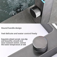 Robinet de lavabo moderne en acier inoxydable avec affichage numérique, capteur tactile, lumière LED, montage sur plan, monotrou, 1 poignée