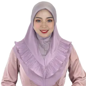 Kadınlar için müslüman şifon başörtüsü eşarp islam gerilebilir Polyester jilwomen