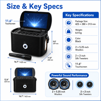 Machine de karaoké portable intelligente RGB pour l'extérieur, écran tactile de 11,6 pouces, haut-parleur, 2 micros sans fil, 30W, Android 11 pour les fêtes à domicile