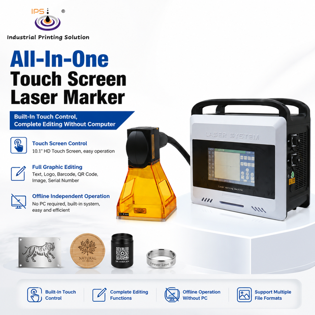 Complete Editing Without Computer Industrial Laser Marker 10.1" HD Touch Screen Fiber Laser Engraver for Barcode QR Code
