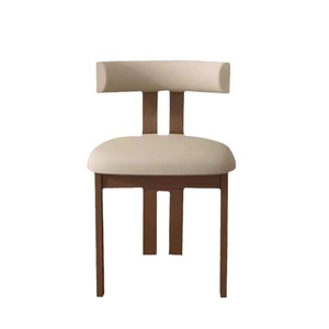Modern Nordic <strong>Retro</strong> Solid Wood <strong>Dining</strong> <strong>Chair</strong> with Leather Upholstery for Small Apartments - Product Image 4