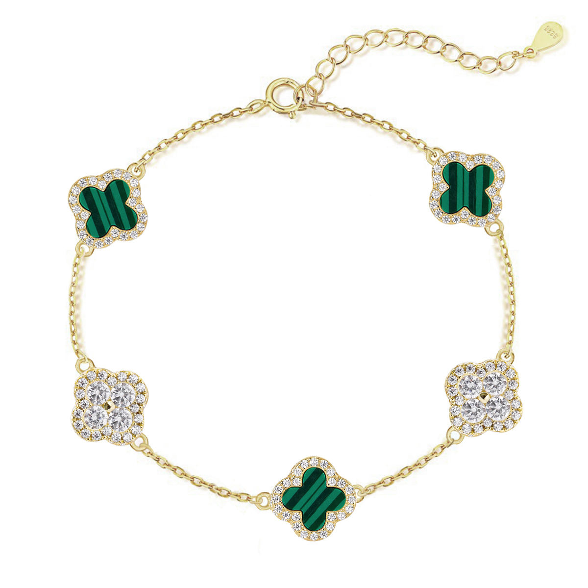Bracciale-Oro 14K-Verde+ CZ