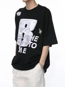 Tùy Chỉnh Người Đàn Ông Của Thời Trang Hiphop Hip-Hop Phong Cách Thư In T-Shirt Người Đàn Ông Của Kích Thước