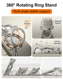 Custodia per telefono in lega di alluminio senza telaio per <span class=keywords><strong>iPhone</strong></span> 13/15/<span class=keywords><strong>14</strong></span> Pro/MAX Z custodia per telefono con anello girevole supporto per cavalletto magnetico stile Business - Product Image 5