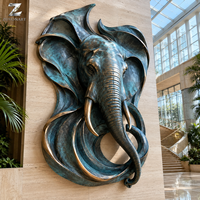 Sculpture murale en bronze d'éléphant, artisanat métallique, taille réelle, art animalier artisanal sur mesure pour hôtel, villa, bureau, mur d'accentuation