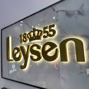 Enseigne Lumineuse LED Personnalisée Extérieure Intérieure en Métal Doré Acrylique 3D, Lettres Rétroéclairées pour Nom d'Entreprise, Société ou Salon de Coiffure - Product Image 1