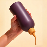 Bouteille souple en HDPE personnalisée de 350 ml, 500 ml, 1000 ml avec embout souple, qualité alimentaire, remplissage à chaud, bouteille compressible en PET pour huile d'olive, beurre de cacahuète