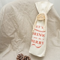 Sac fourre-tout pour bouteille de vin unique, couleur beige, en toile, avec poignée en corde, recyclable, promotion d'usine d'emballage