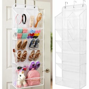 Organisateur de chaussures suspendu à 6 niveaux, transparent, avec poches profondes, pour placard, entrée, porte, rangement avec crochets - Product Image 1