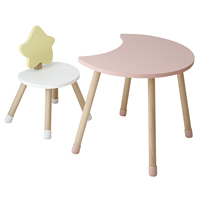 Table Montessory pour jardin d'enfants Bureau pour enfants Ensembles de meubles pour chambre à coucher en forme de lune Table et chaises d'activités en bois pour enfants