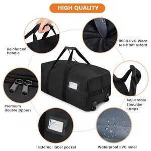 92L Heavy Duty Moving <b>Bags</b> with <b>Wheels</b> Foldable 900D Oxford Rolling Duffel <b>Bag</b> College Dorm Packing <b>Bags</b> for Moving Traveling - Product Image 2