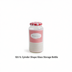 Botella de Vidrio Cilíndrica de 12U 1L para Almacenamiento, Organización del Hogar y Uso en la Oficina, con Cubierta Elegante para Condimentos - Product Image 2
