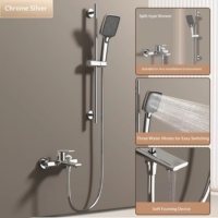 Ensemble de douche mural en cuivre chromé, mitigeur moderne et simple, avec jets pluie et cascade, système de douche pour salle de bain