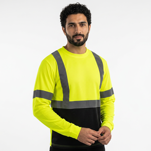 Camiseta de Trabajo Reflectante Unisex al por Mayor, Manga Larga, Verde, Alta Visibilidad, Chaleco de Seguridad Transpirable, Personalizable, para Exteriores - Product Image 1