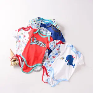 Cheap price high quality baby romper range cartoon pattern printed short sleeve summer material romper baby cotton